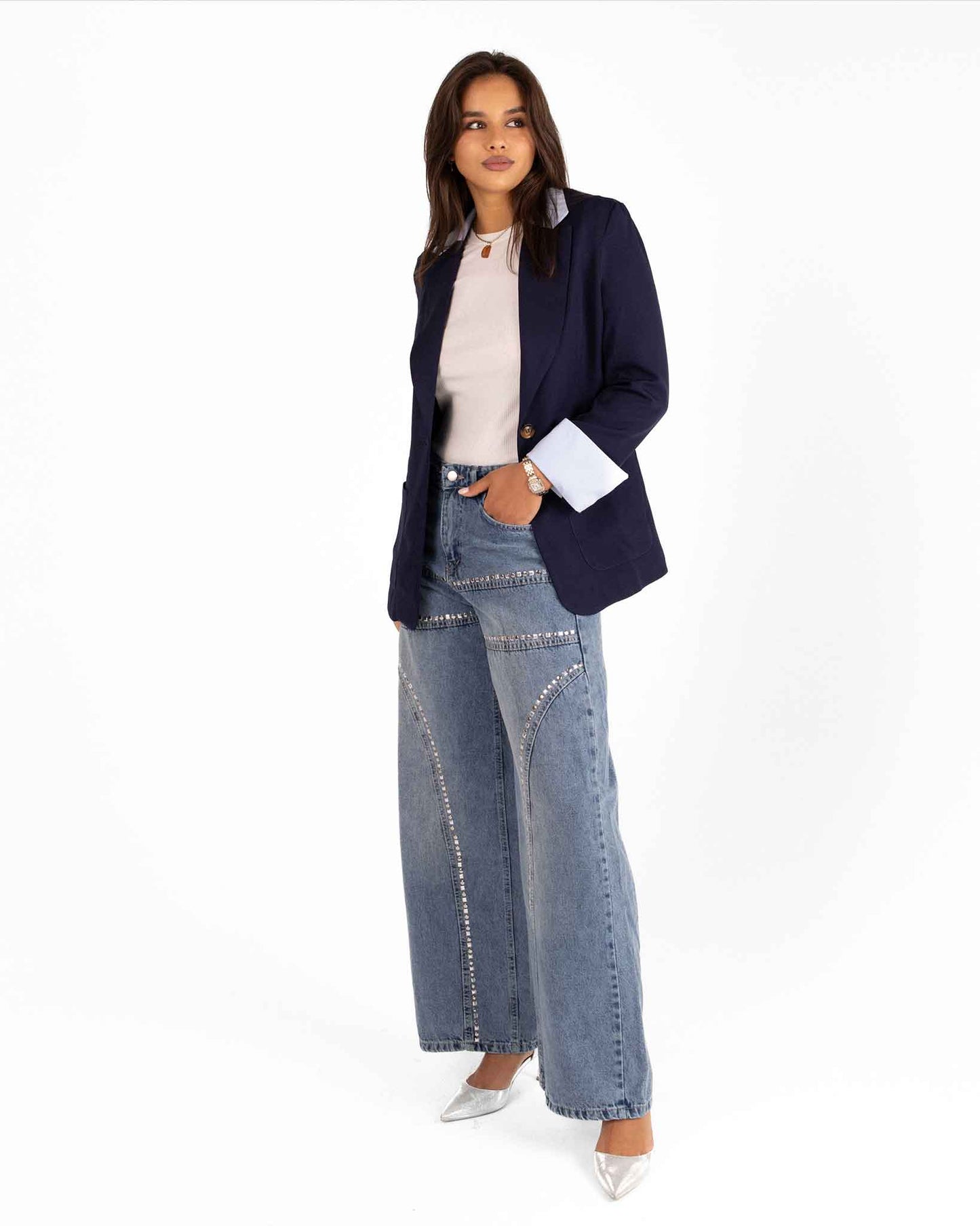 "Classic Black Women’s Blazer with Elegant Burgundy Accents