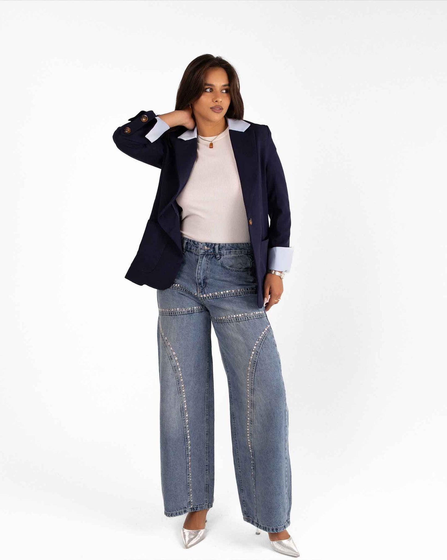 "Classic Black Women’s Blazer with Elegant Burgundy Accents