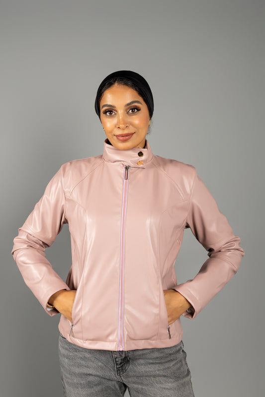 Classic Rose Gold Leather Jacket