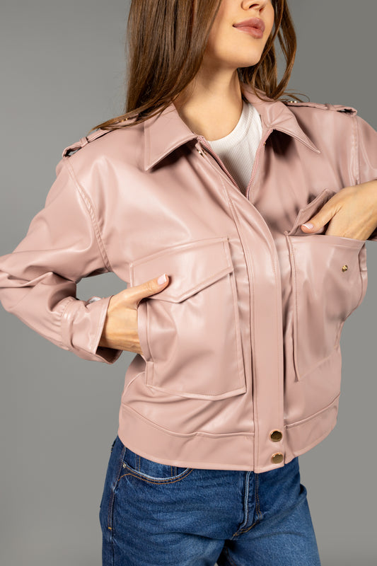 Rose Gold Leather Jacket
