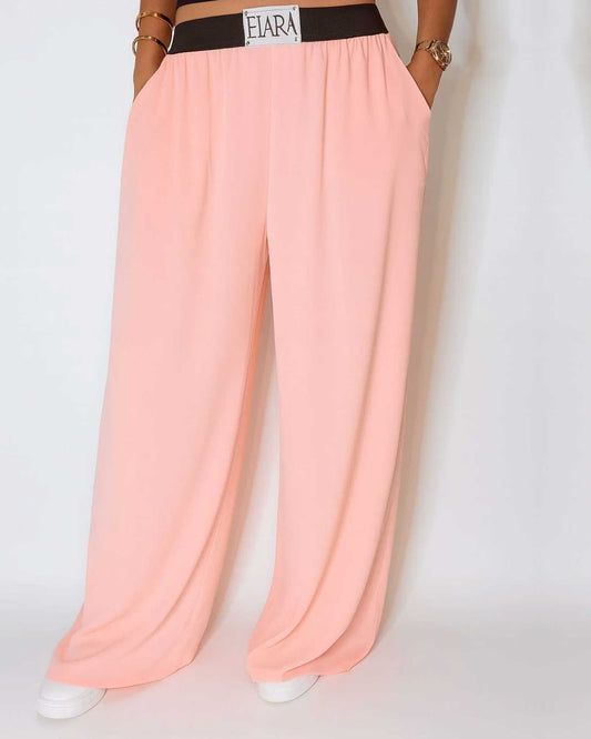 FlexFit High-Waist Wide-Leg Trousers - Pink
