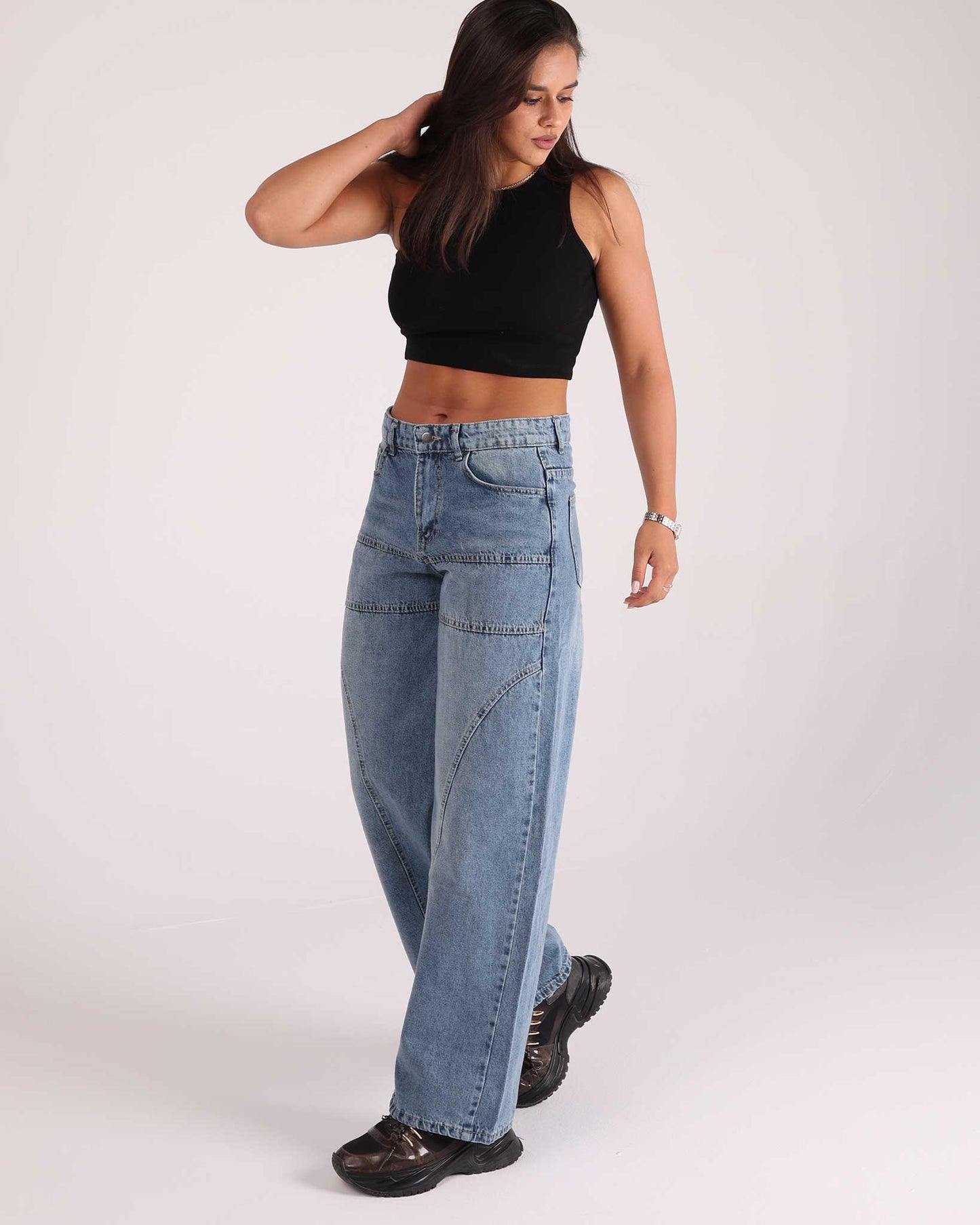 Trendy Wide-Leg Denim Jeans