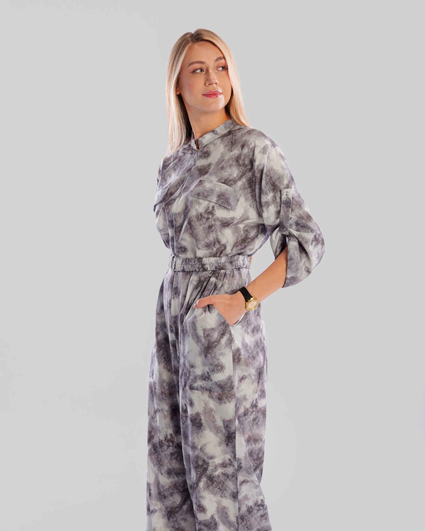 Marble Storm Jumpsuit - Elara