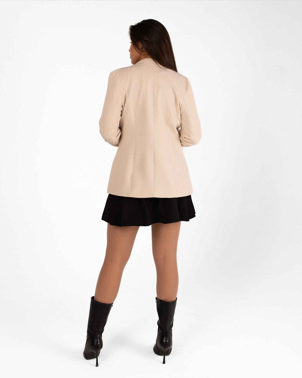 Striped-Cuff Blazer - Beige