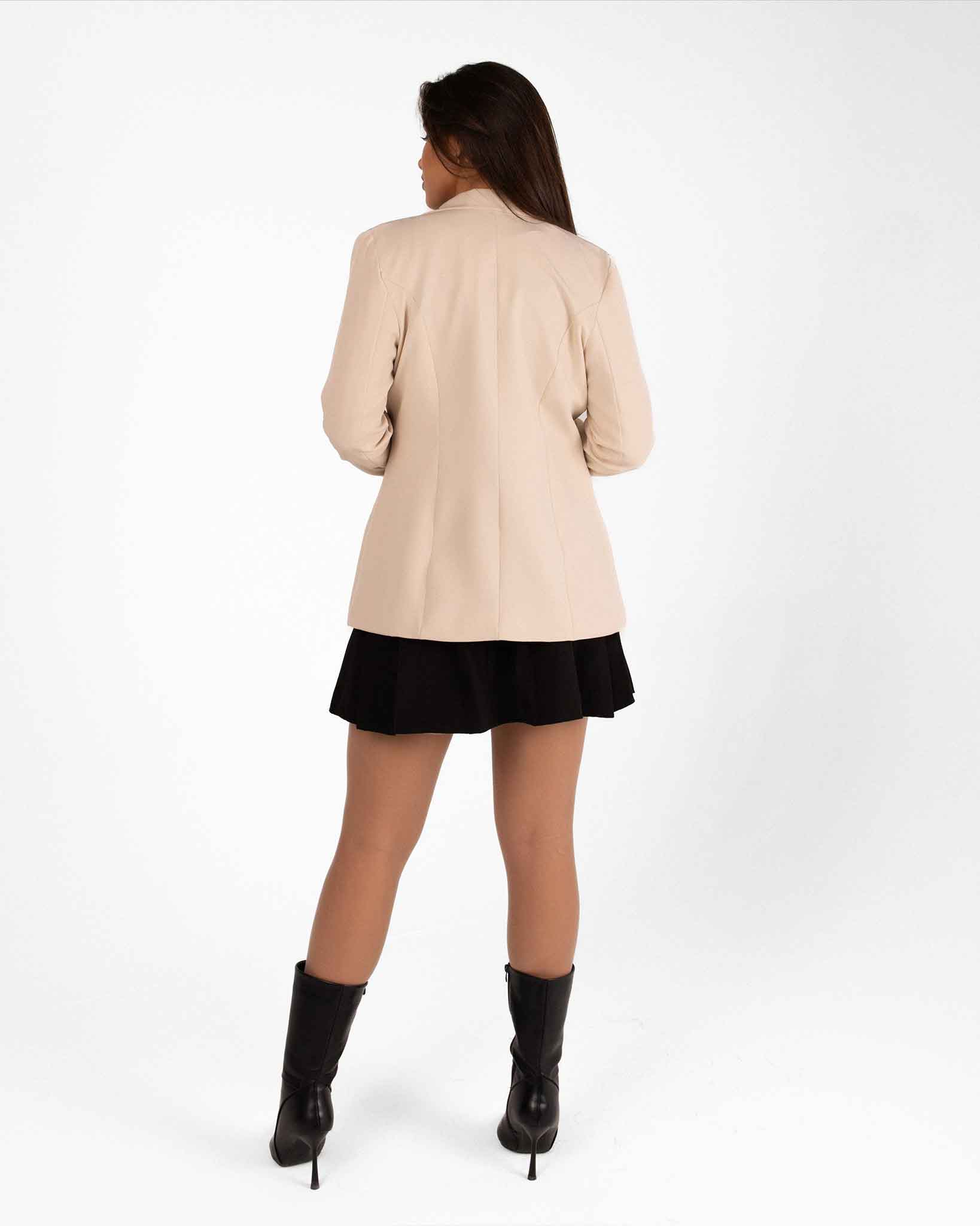Striped-Cuff Blazer - Beige