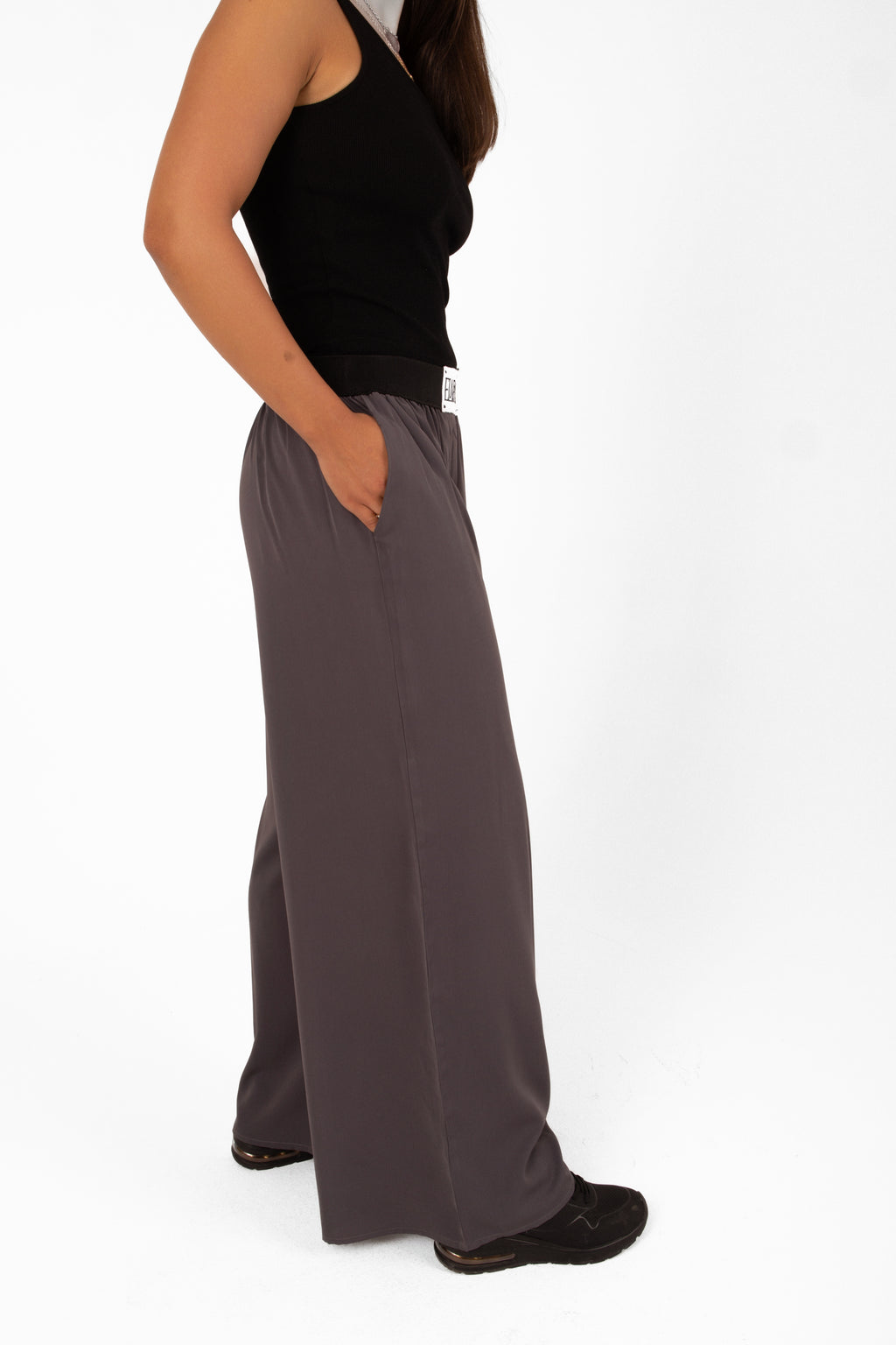 FlexFit High-Waist Wide-Leg Trousers - Grey