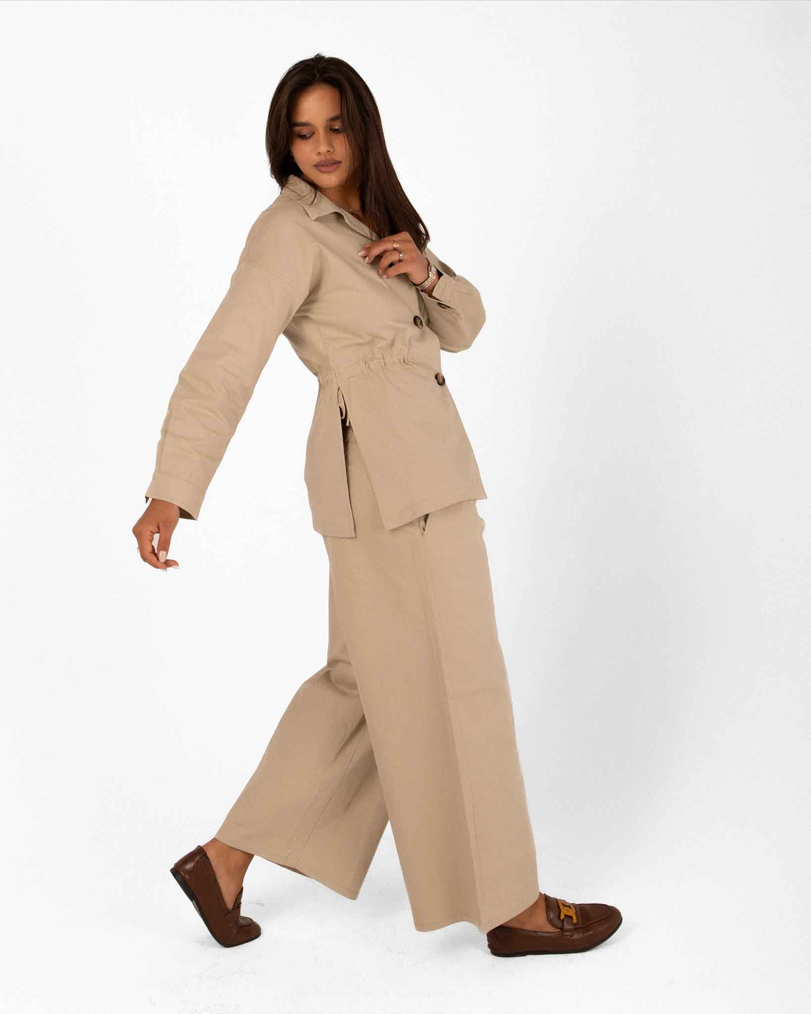 Drawstring Suit - Beige