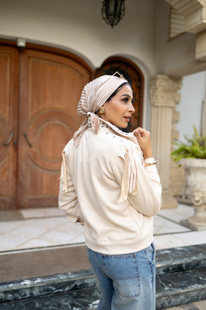 Beige Suede Fringed Jacket