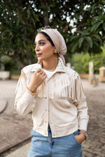 Beige Suede Fringed Jacket