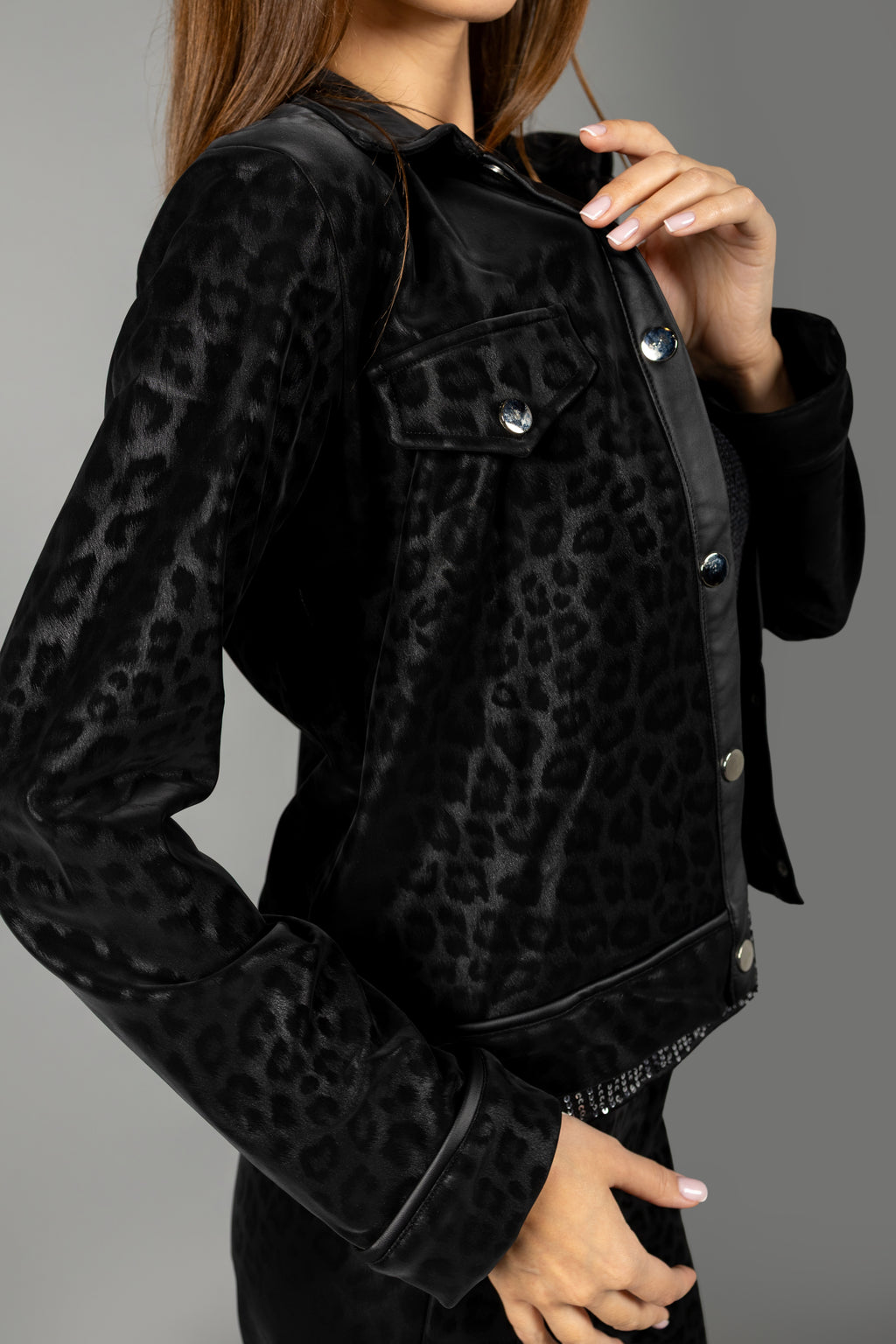 Black Leopard Suede Set