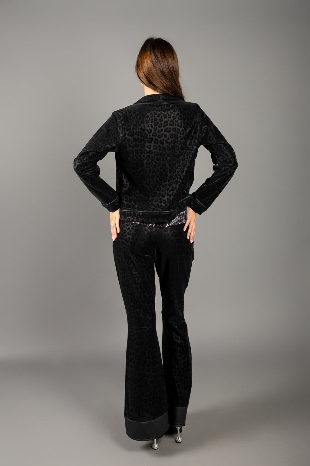 Black Leopard Suede Set