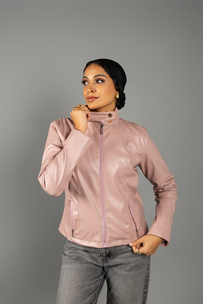 Classic Rose Gold Leather Jacket