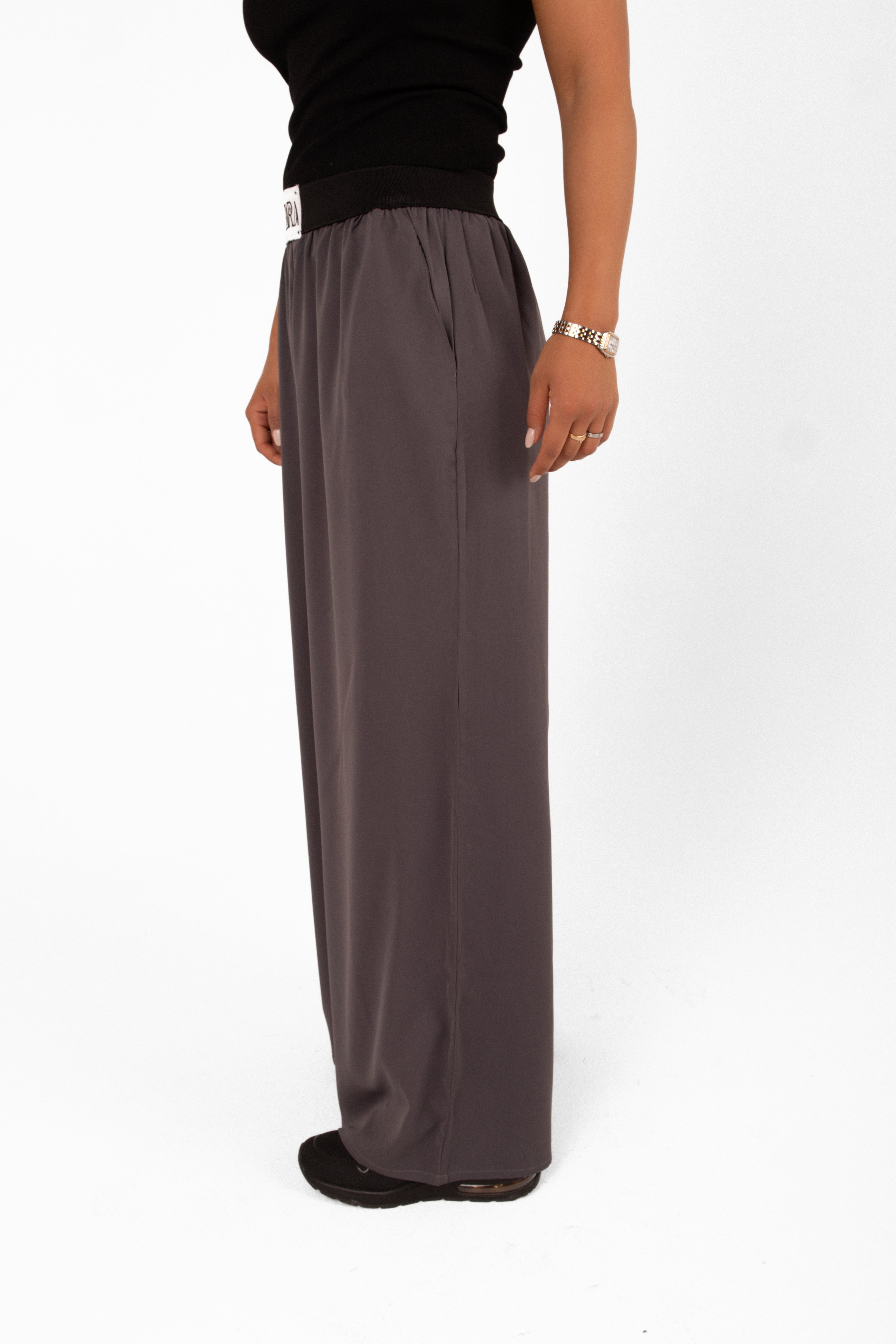 FlexFit High-Waist Wide-Leg Trousers - Grey