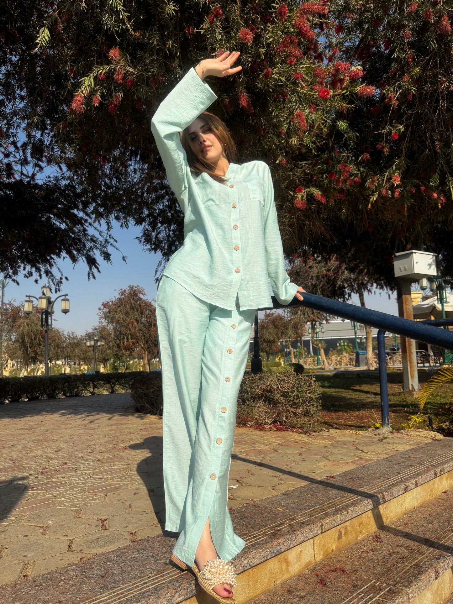 Linen Summer Set – Mint Green