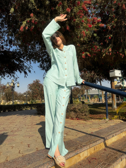 Linen Summer Set – Mint Green