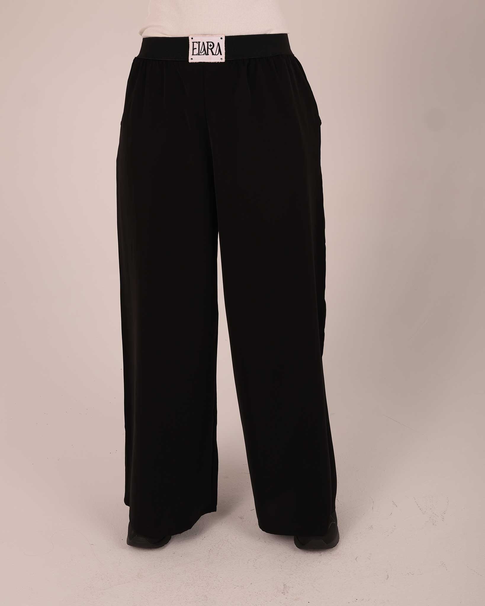 FlexFit High-Waist Wide-Leg Trousers - Black