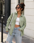 Lace-Up Denim Jacket - Olive