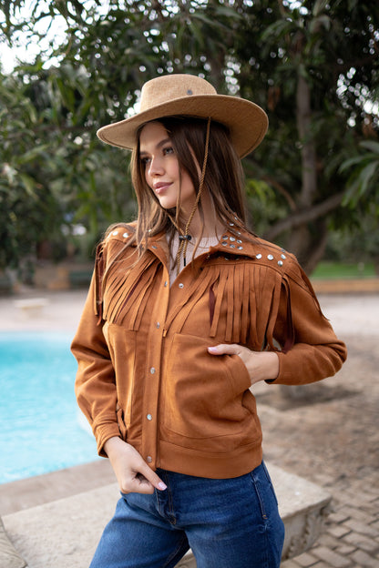 Brown Suede Fringed Jacket