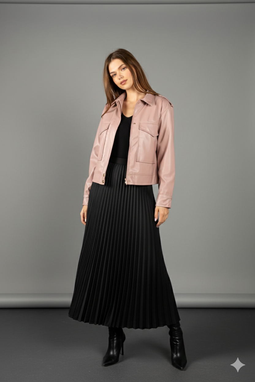 Rose Gold Leather Jacket