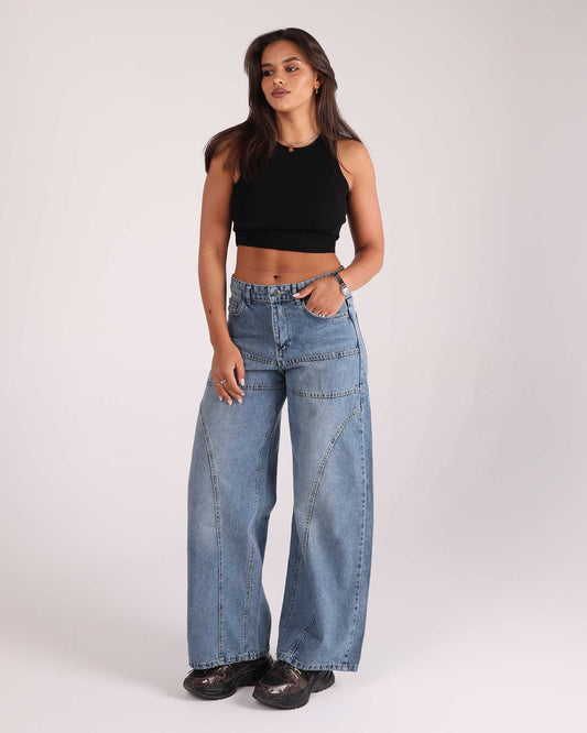 Trendy Wide-Leg Denim Jeans