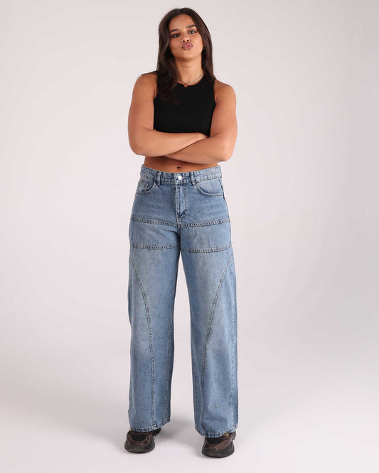 Trendy Wide-Leg Denim Jeans